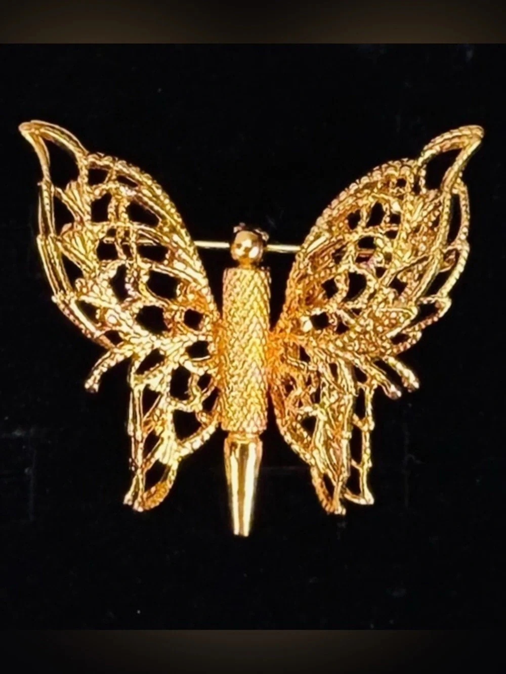 Vintage Monet Goldtone 3-D wired Butterfly Brooch